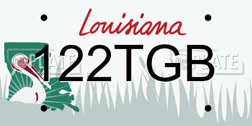 122TGB Louisiana License Plate