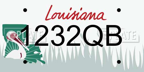 1232QB Louisiana License Plate