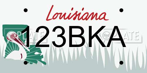 123BKA Louisiana License Plate