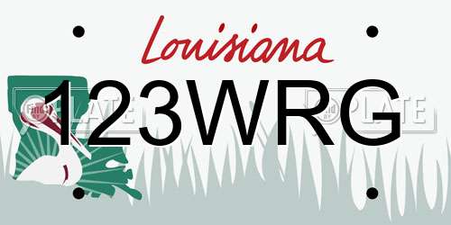 123WRG Louisiana License Plate