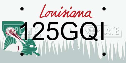 125GQI Louisiana License Plate