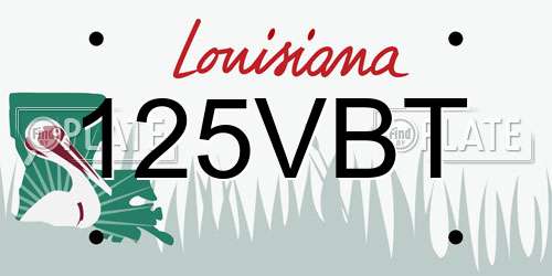 125VBT Louisiana License Plate