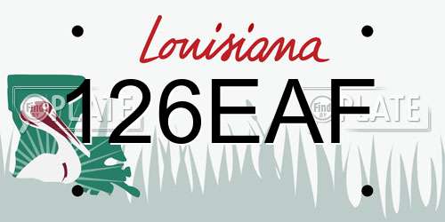126EAF Louisiana License Plate