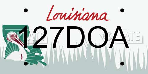 127DOA Louisiana License Plate