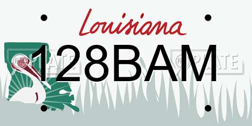 128BAM Louisiana License Plate