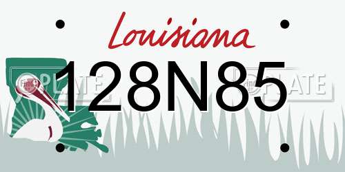 128N85 Louisiana License Plate