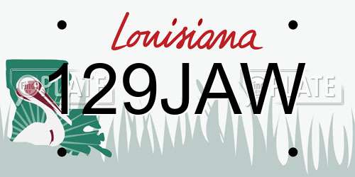 129JAW Louisiana License Plate