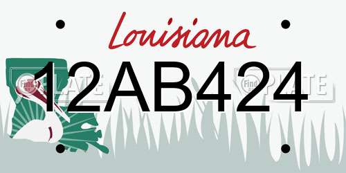 12AB424 Louisiana License Plate