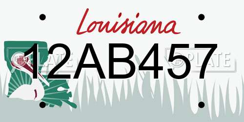 12AB457 Louisiana License Plate