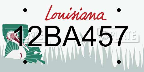 12BA457 Louisiana License Plate