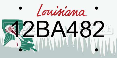 12BA482 Louisiana License Plate