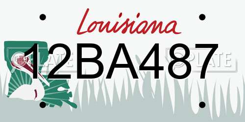 12BA487 Louisiana License Plate