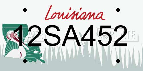 12SA452 Louisiana License Plate