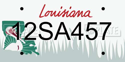 12SA457 Louisiana License Plate