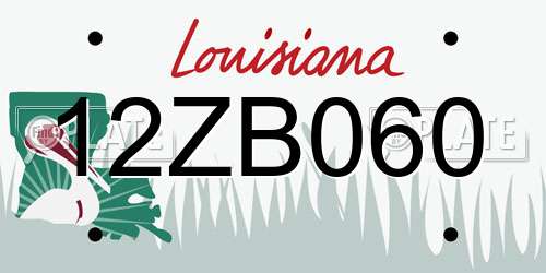 12ZB060 Louisiana License Plate