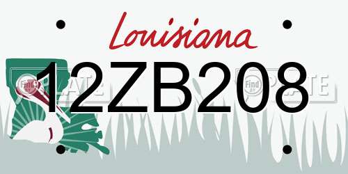 12ZB208 Louisiana License Plate