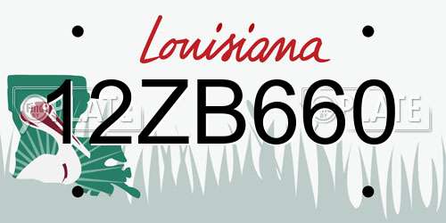 12ZB660 Louisiana License Plate