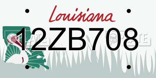 12ZB708 Louisiana License Plate