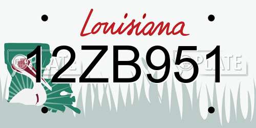 12ZB951 Louisiana License Plate