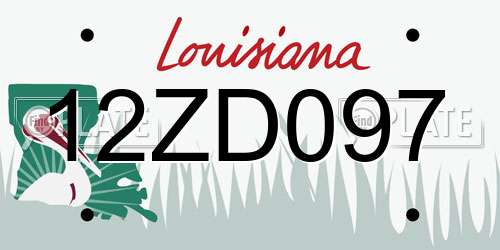 12ZD097 Louisiana License Plate