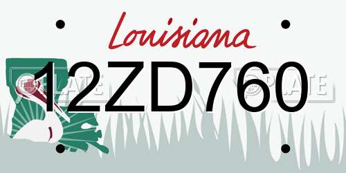 12ZD760 Louisiana License Plate