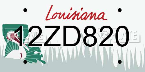 12ZD820 Louisiana License Plate