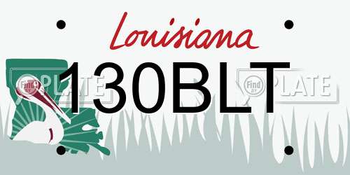 130BLT Louisiana License Plate