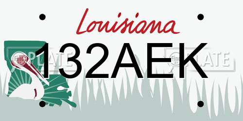 132AEK Louisiana License Plate