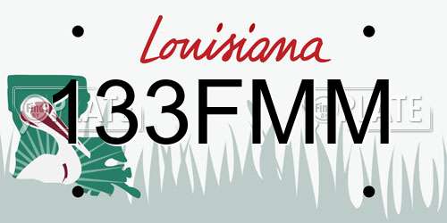 133FMM Louisiana License Plate