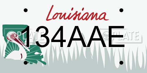 134AAE Louisiana License Plate