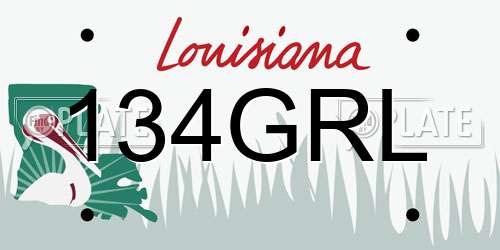 134GRL Louisiana License Plate