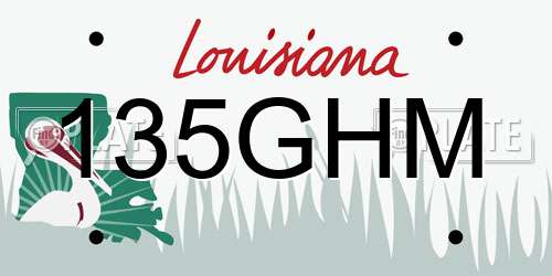135GHM Louisiana License Plate