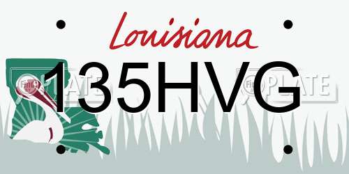 135HVG Louisiana License Plate