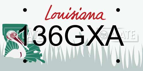 136GXA Louisiana License Plate