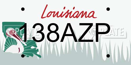 138AZP Louisiana License Plate