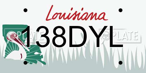 138DYL Louisiana License Plate