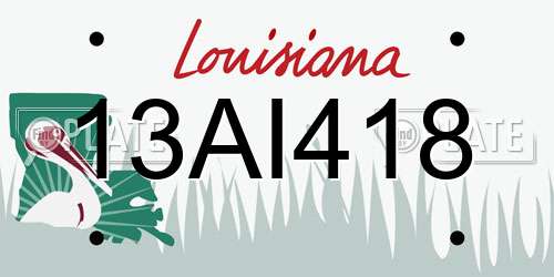 13AI418 Louisiana License Plate