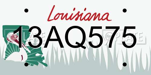 13AQ575 Louisiana License Plate