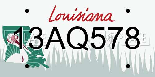 13AQ578 Louisiana License Plate