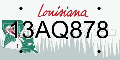 13AQ878 Louisiana License Plate