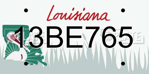 13BE765 Louisiana License Plate