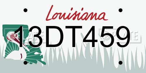 13DT459 Louisiana License Plate
