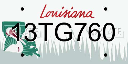 13TG760 Louisiana License Plate