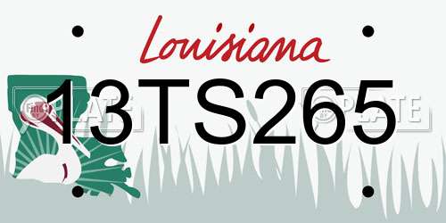 13TS265 Louisiana License Plate