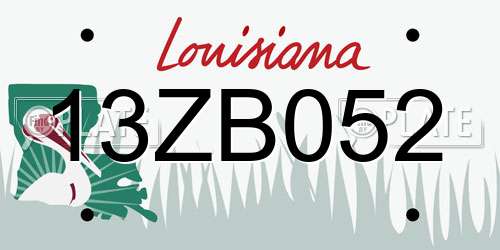 13ZB052 Louisiana License Plate
