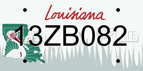 13ZB082 Louisiana License Plate