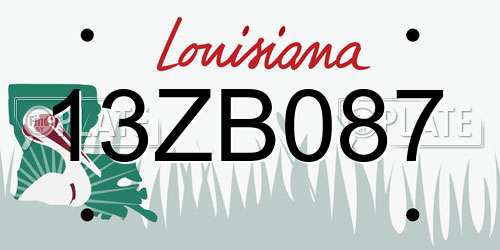 13ZB087 Louisiana License Plate