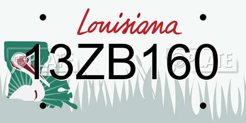 13ZB160 Louisiana License Plate