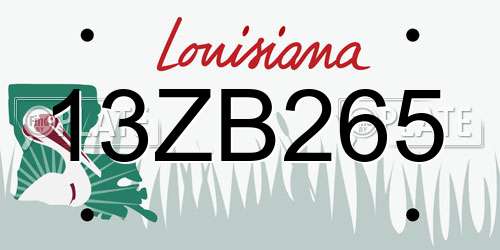 13ZB265 Louisiana License Plate