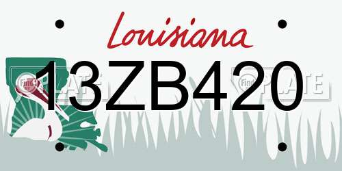 13ZB420 Louisiana License Plate
